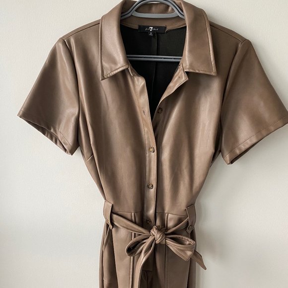 7 For All Mankind Vegan Leather Jumpsuit - Picture 2 of 6